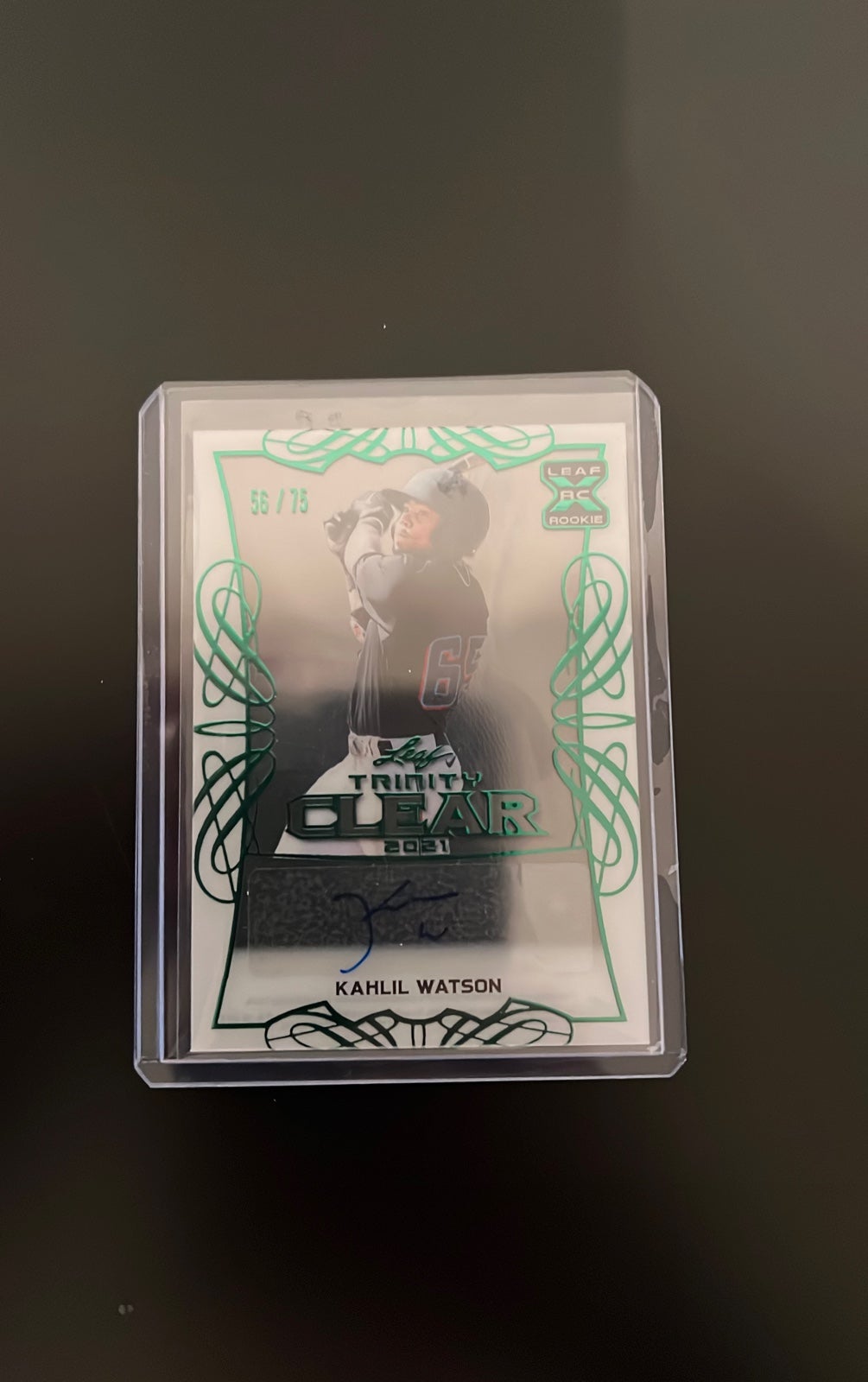 Kahlil Watson 2021 Leaf Trinity Clear Green 56/75 AUTO