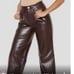 PrettyLittleThing Chocolate Faux Leather Wide Leg Four Pockets Pants Sz 8