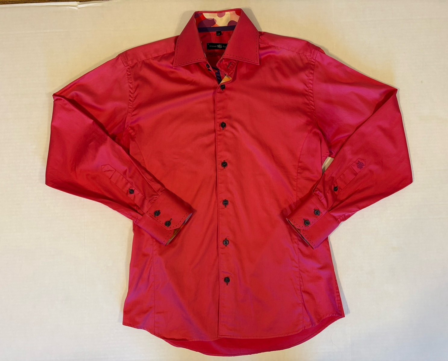 Stone Rose Red River Collection pink long sleeve button down top size small