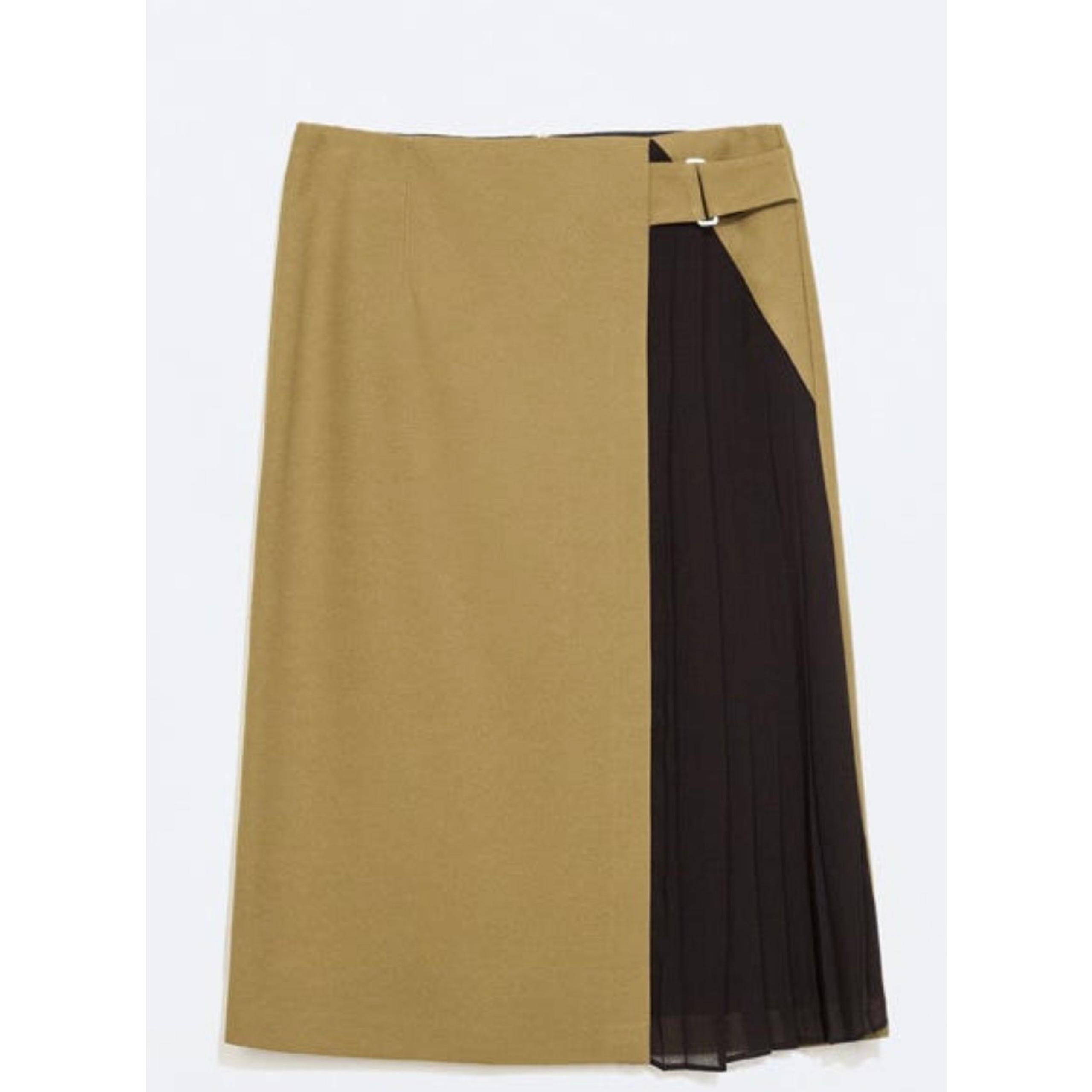 Zara Basic Women’s Skirt with Side Pleats Olive Green and Black size Small