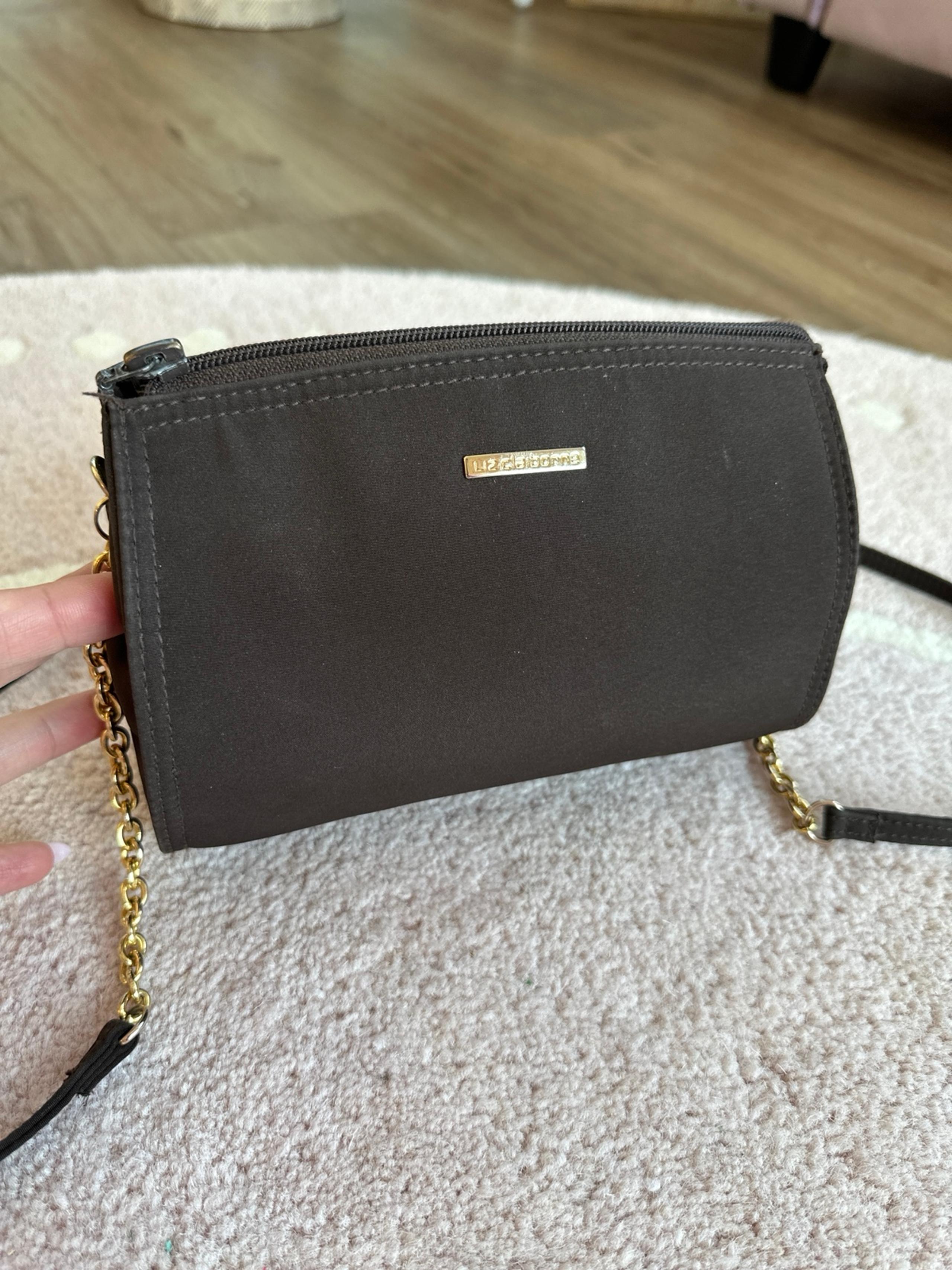 Chocolate Brown Crossbody Bag – Gold Hardware – 7.5″ × 6″ - Liz Claiborne
