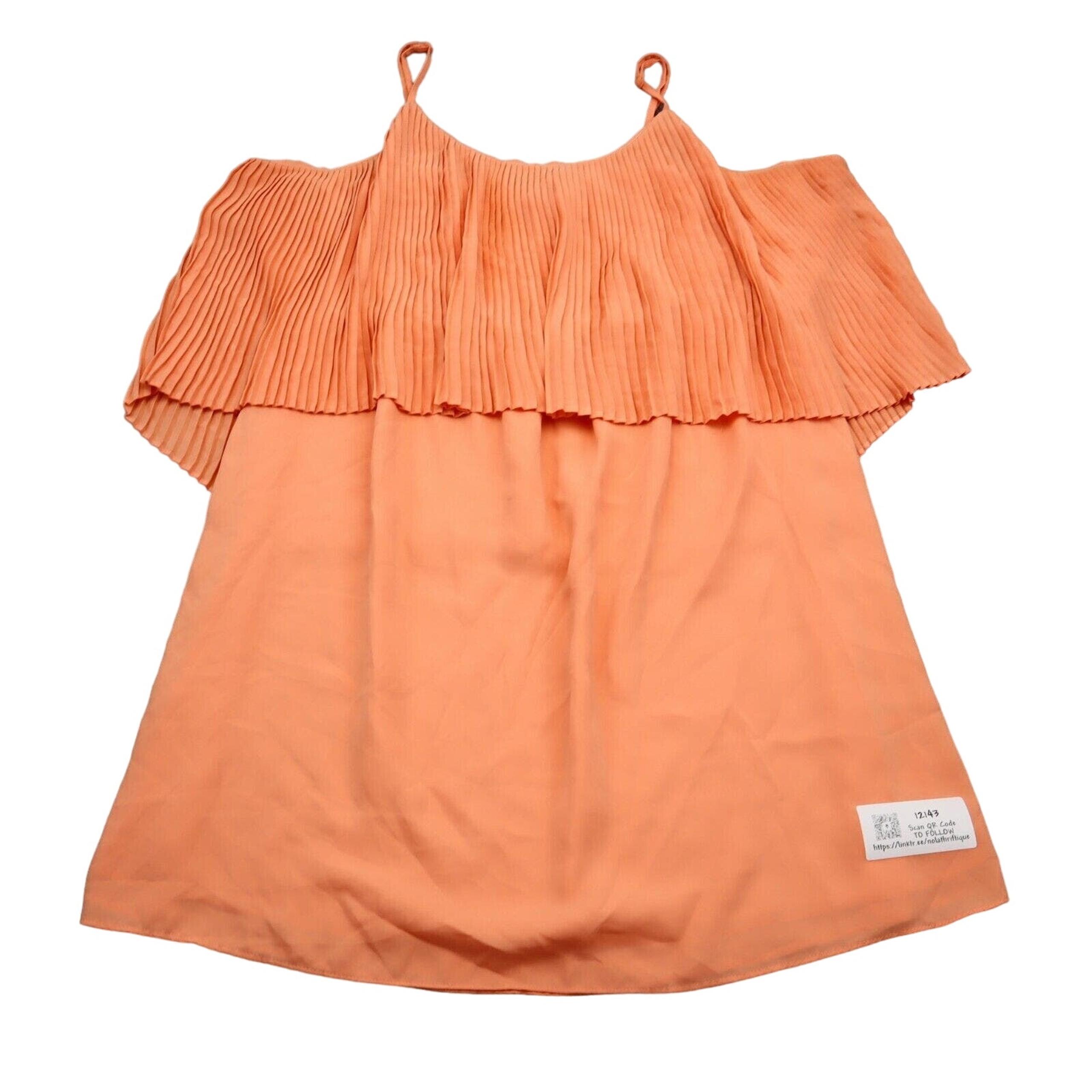 Mossimo Dress Womens XL Orange Pleated Ribbed Low Back Flowy Thin Strap Sundress