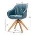 Set of 2 Swivel Accent Chair Modern Leathaire Armchairs w/ Beech Wood Legs Blue