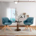 Set of 2 Swivel Accent Chair Modern Leathaire Armchairs w/ Beech Wood Legs Blue