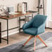 Set of 2 Swivel Accent Chair Modern Leathaire Armchairs w/ Beech Wood Legs Blue