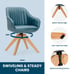 Set of 2 Swivel Accent Chair Modern Leathaire Armchairs w/ Beech Wood Legs Blue