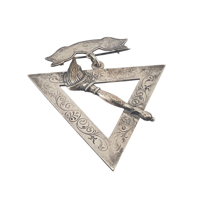 Antique Silver Knights of Pythias Lapel Pin Torch Supreme Lodge Engraved Marked