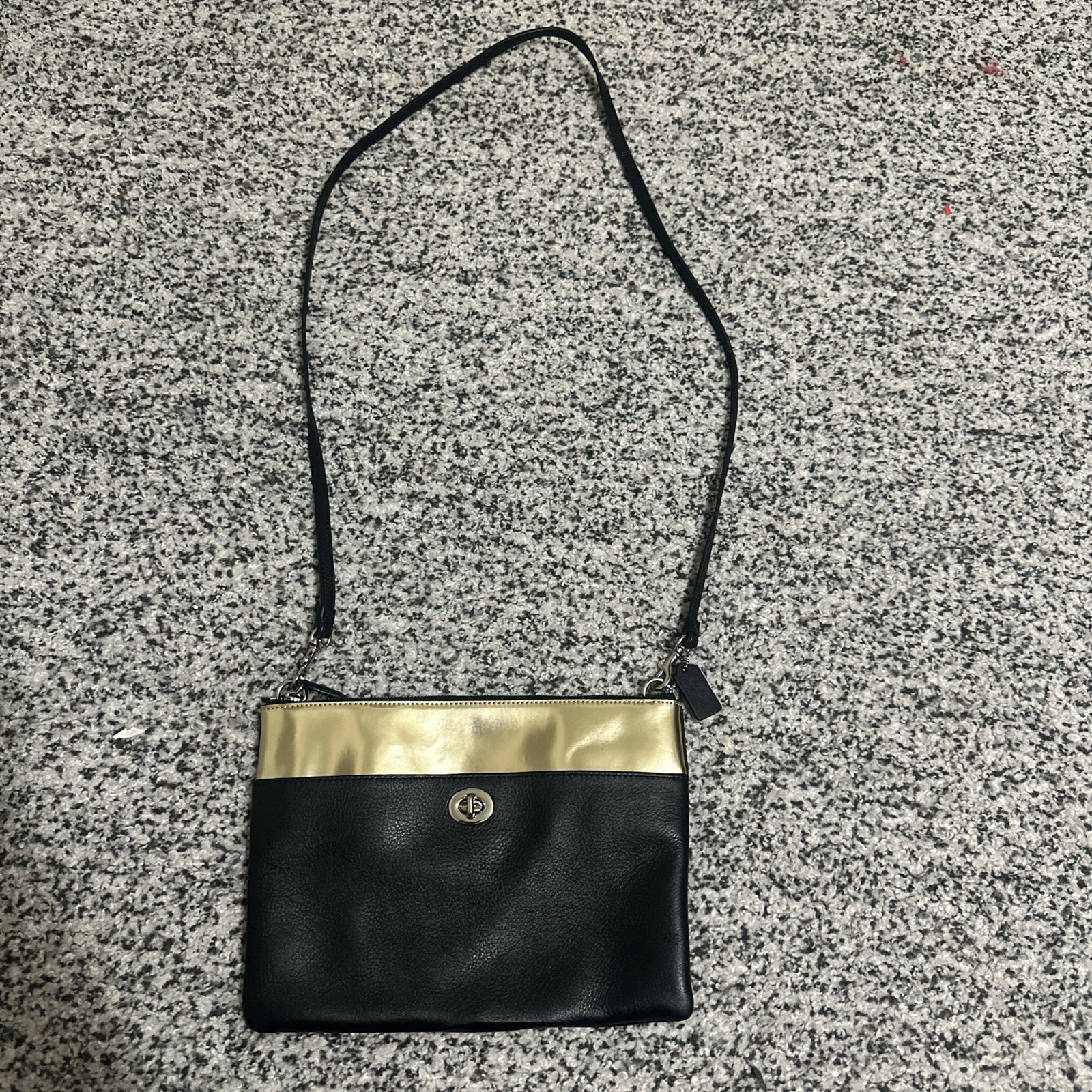 COACH CROSS BAG Elegant Black and Gold Crossbody Bag200