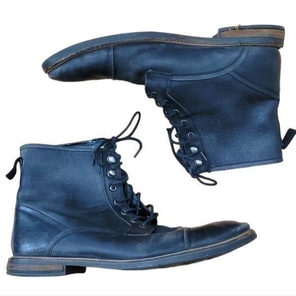 Ben Sherman Black Leather Combat Boots