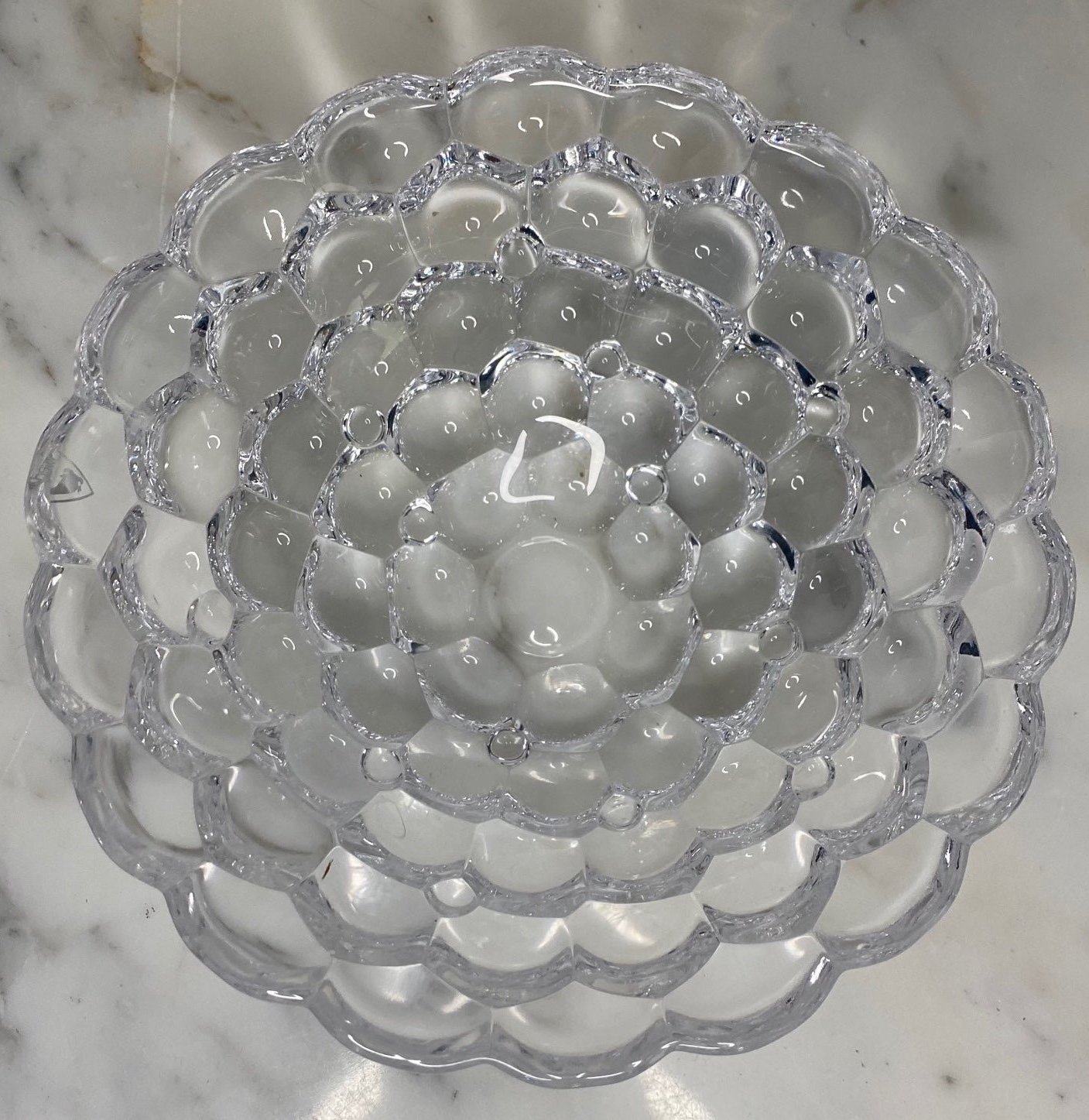 Orrefors Crystal “Raspberry” Bowl - 3D Bubble Pattern, Exquisite Design, 1970s