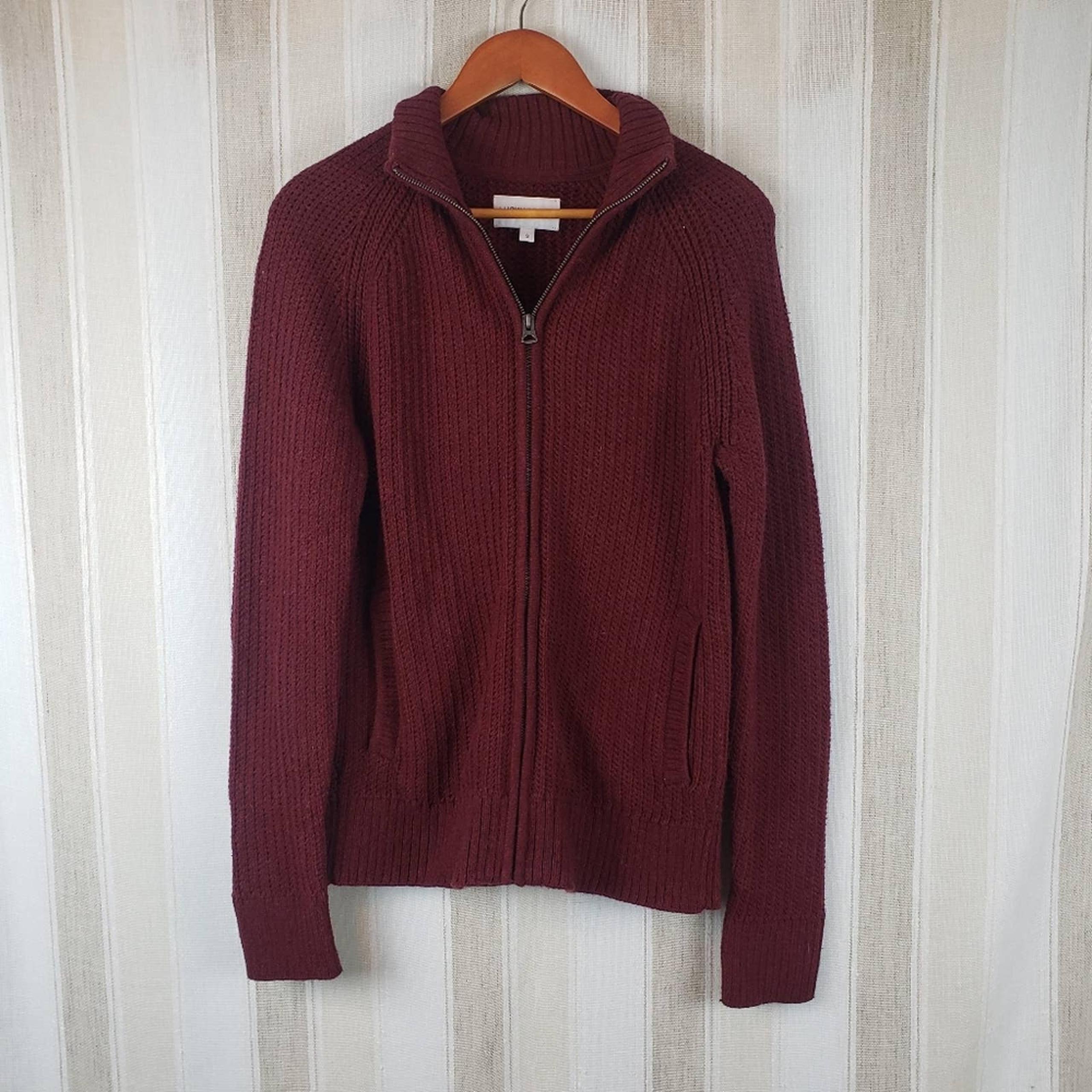 Lucky Brand Full Zip Cableknit Sweater Cardigan Red Size Small