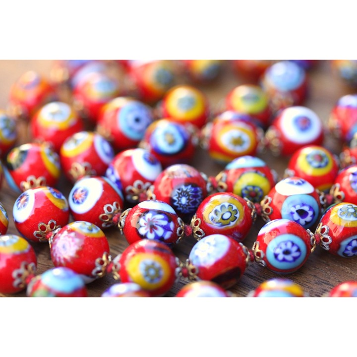 Stunning vintage glass Venetian Murano Millefiori Artbeads Millefiori beads vin