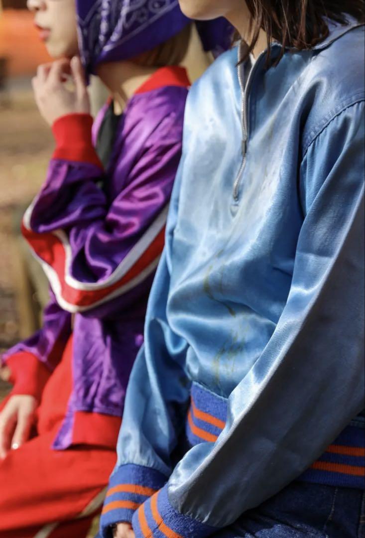楽天 A half-zip Varsity/baseball 1950s. the from jacket satin blue ジャケット・アウター
