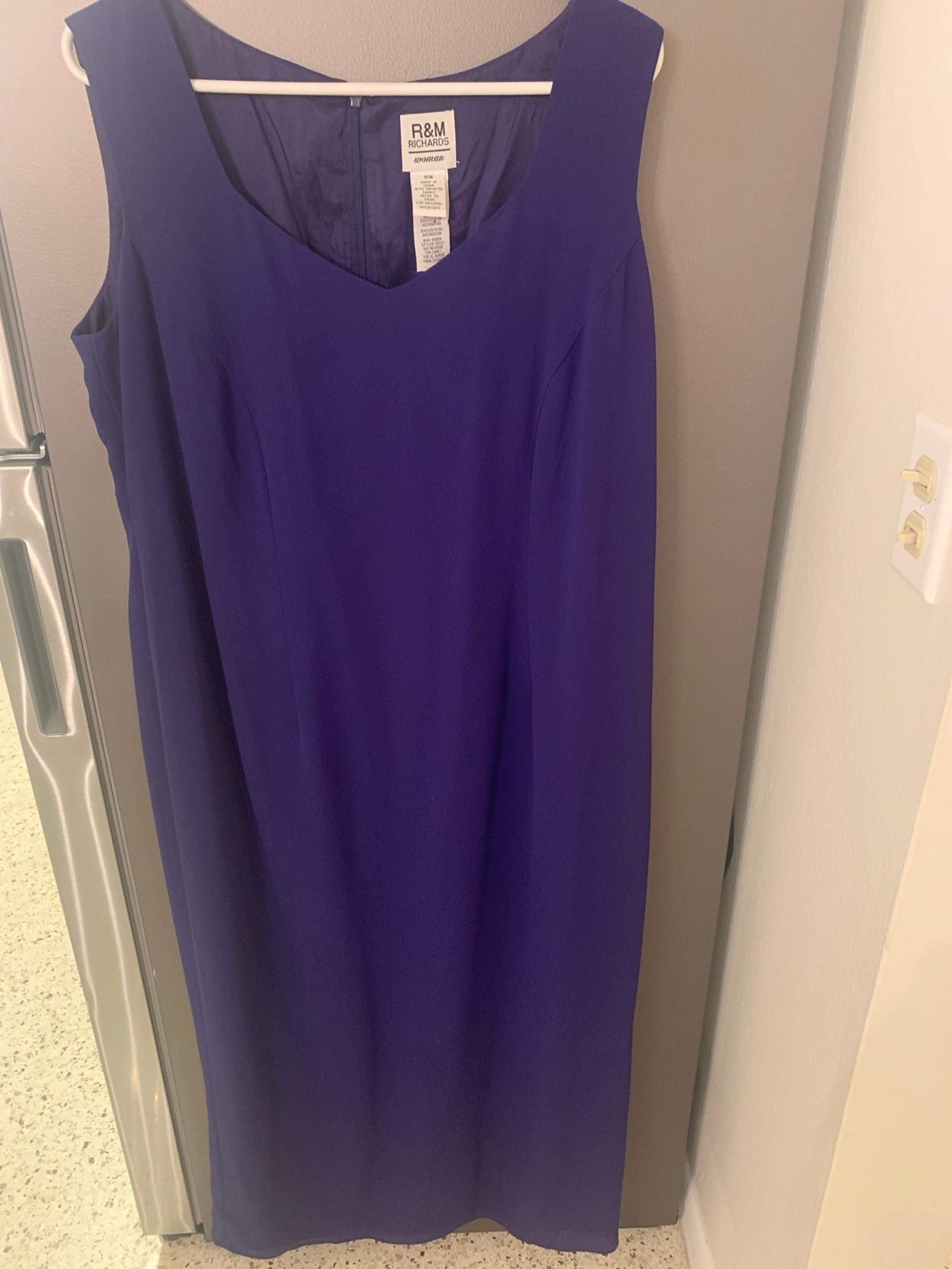 R&M RICHARDS Womens Navy Sleeveless Knee Length Sheath Dress 16w Career Academia