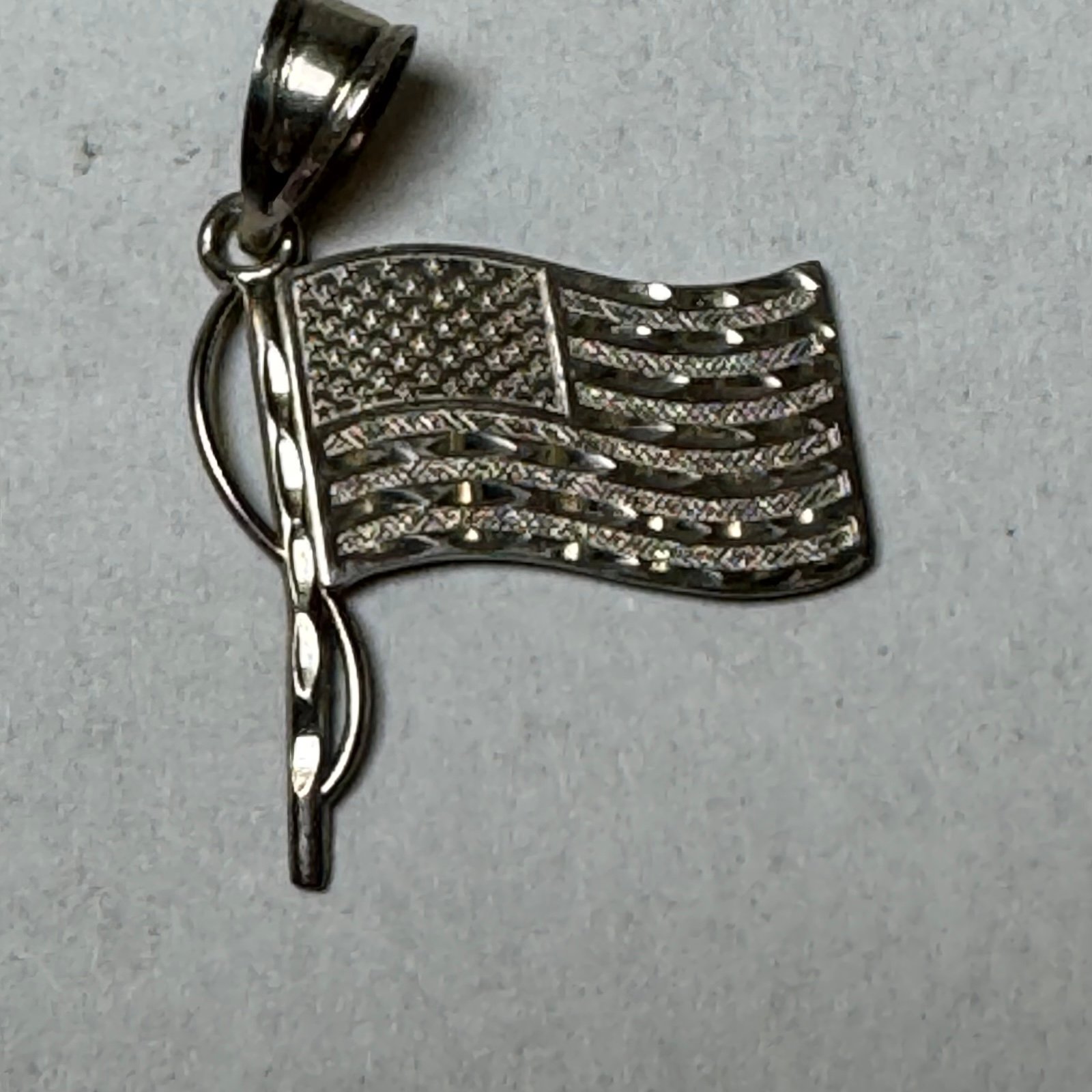Sterling Silver 925 God Bless America Flag