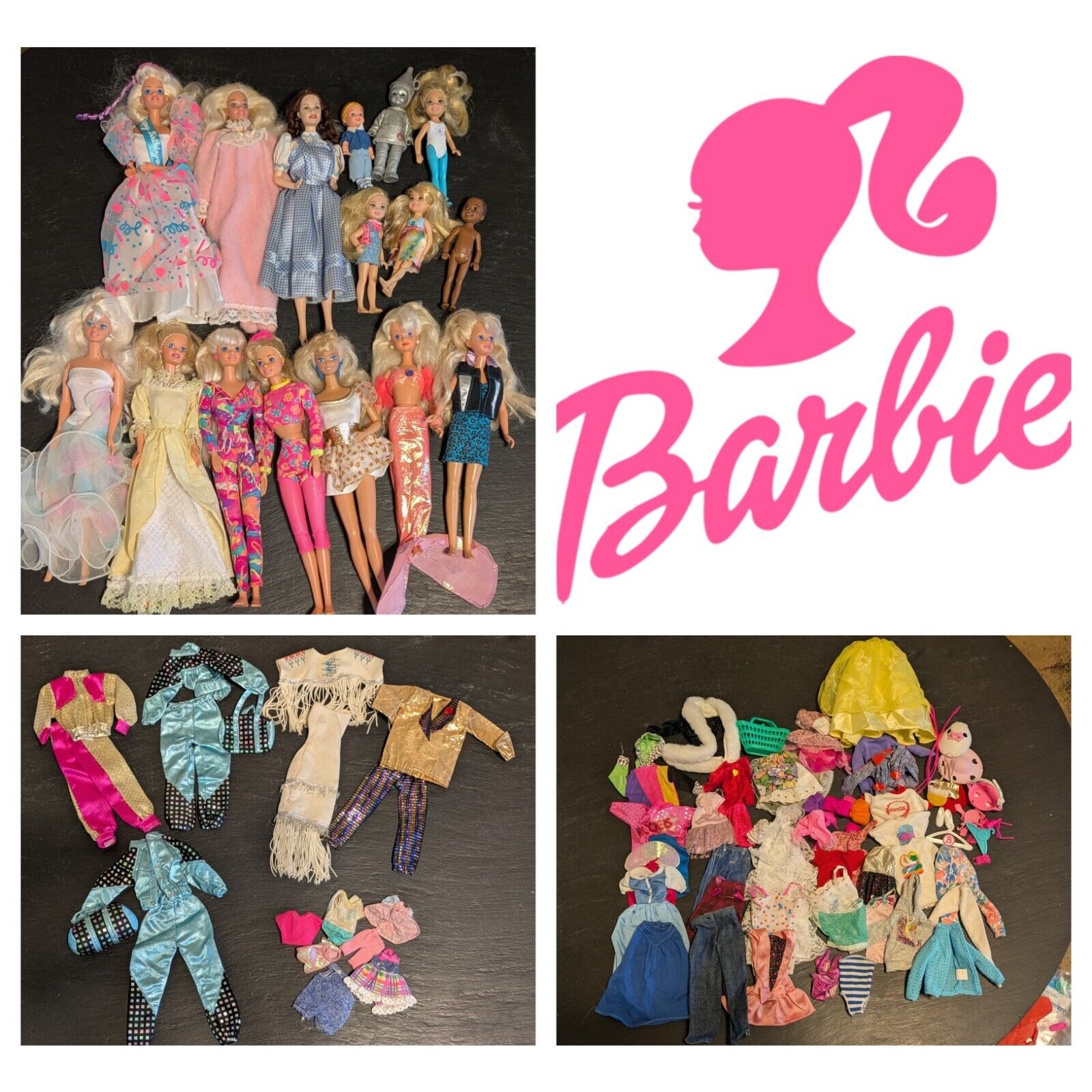 Large Lot of Vintage Barbie Skipper Kelly Dolls With Outfits Mostly 1990s