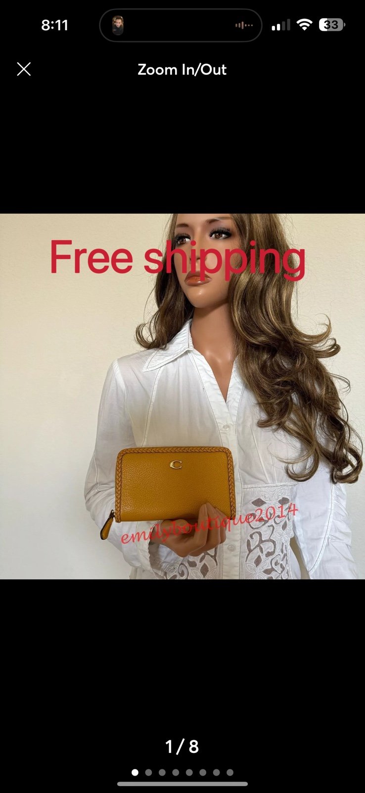 NWT Coach CJ875 Braid Medium Zip Around Wallet Buttercup Yellow Pebble Leather