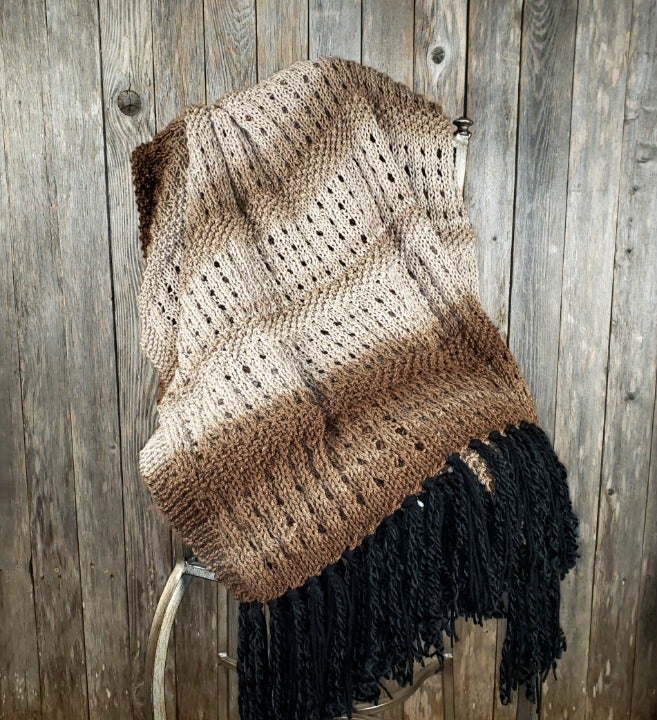 NEW Brown Ombre Handmade Knitted Afghan
