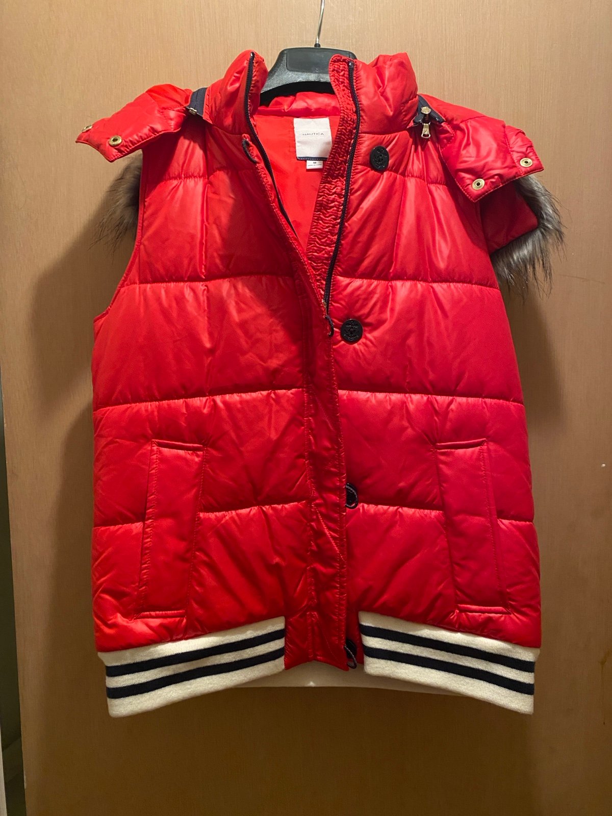NAUTICA Puffer Vest with faux fur hood woman