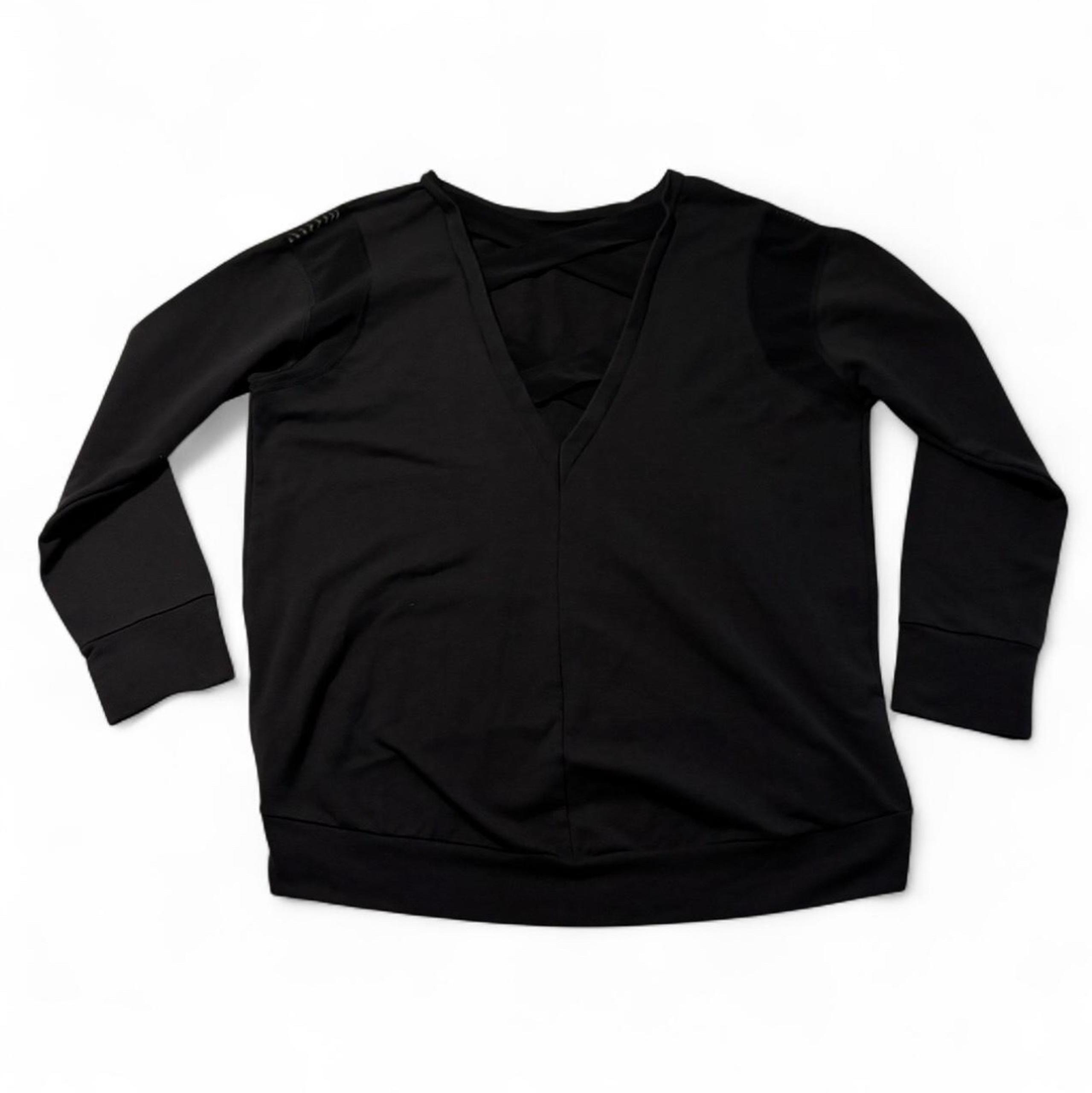 North Face Women's Large Criss Cross Mesh Sweatshirt Black Athleisure Workout