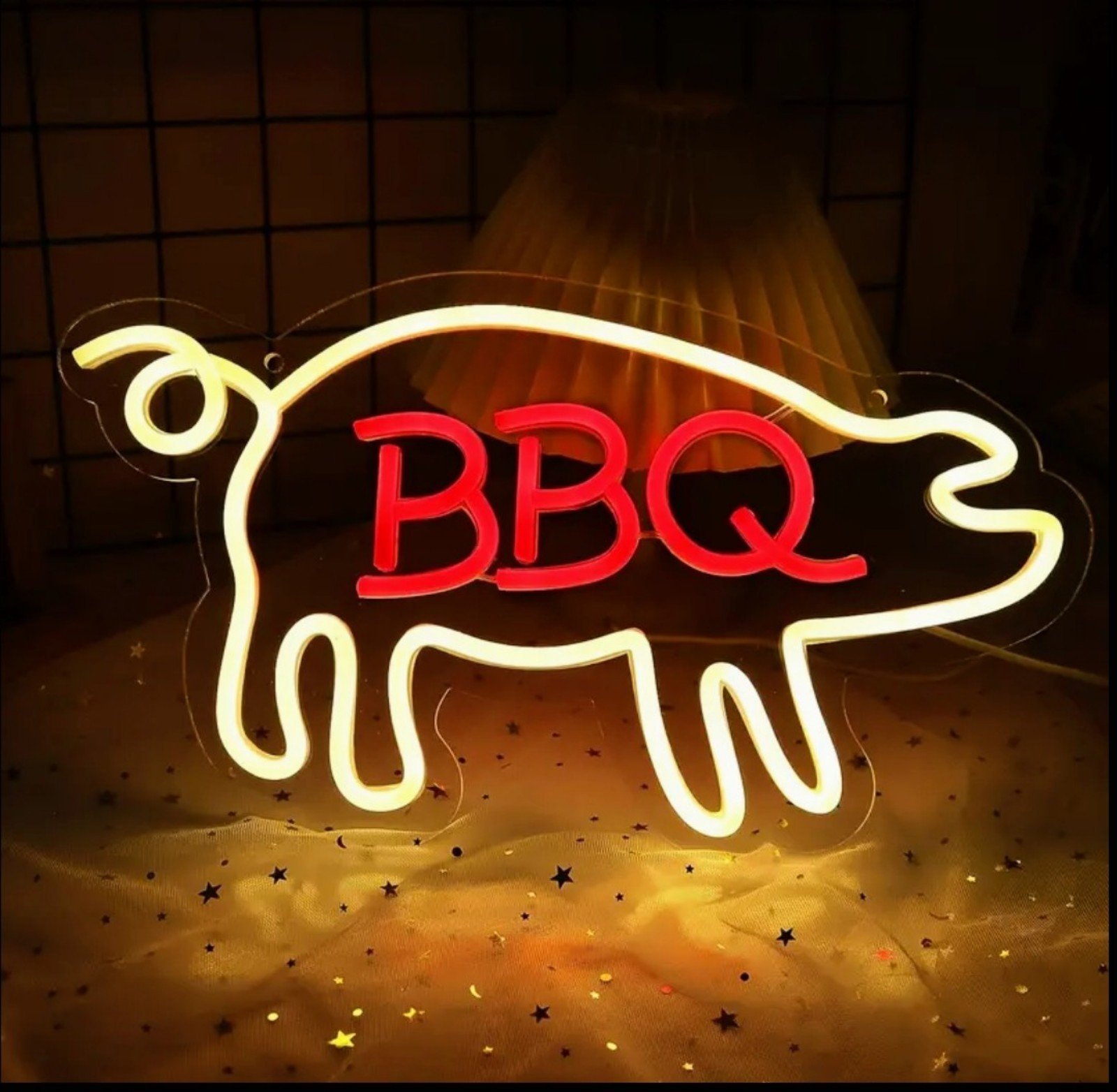 BBQ PIG Neon LED Sign - Dimmable, USB-Powered--NEW