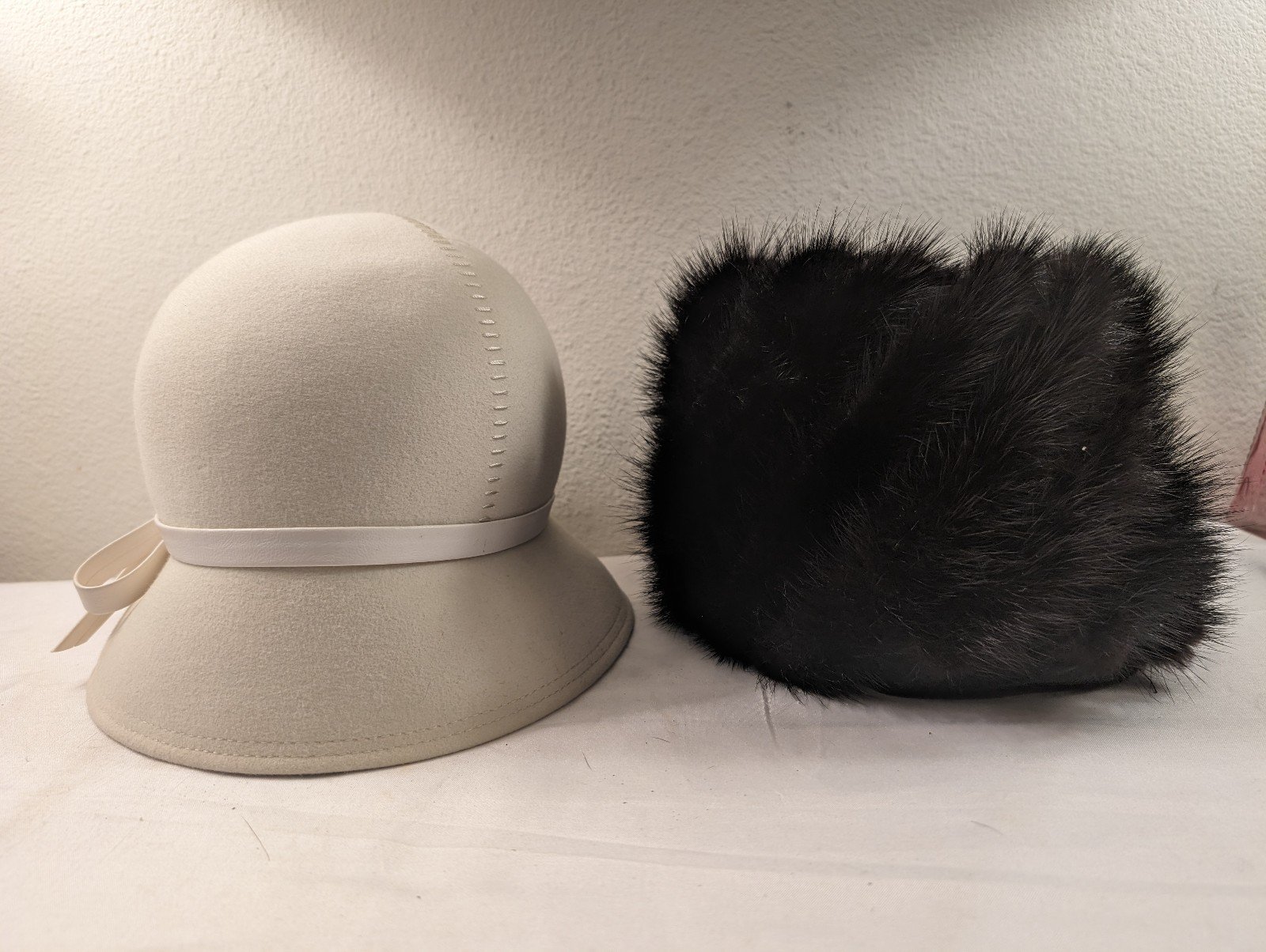 Two Vintage Mid-Century Classical Fur Hats