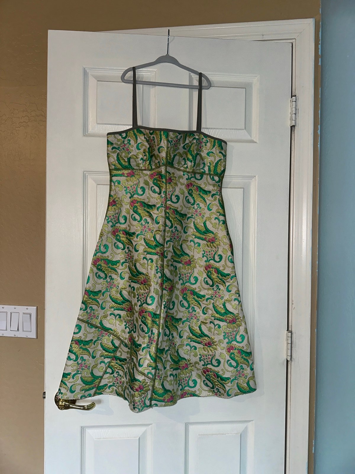 Prada Green Brocade A-Line Sleeveless Dress Spring 2003 - size 42