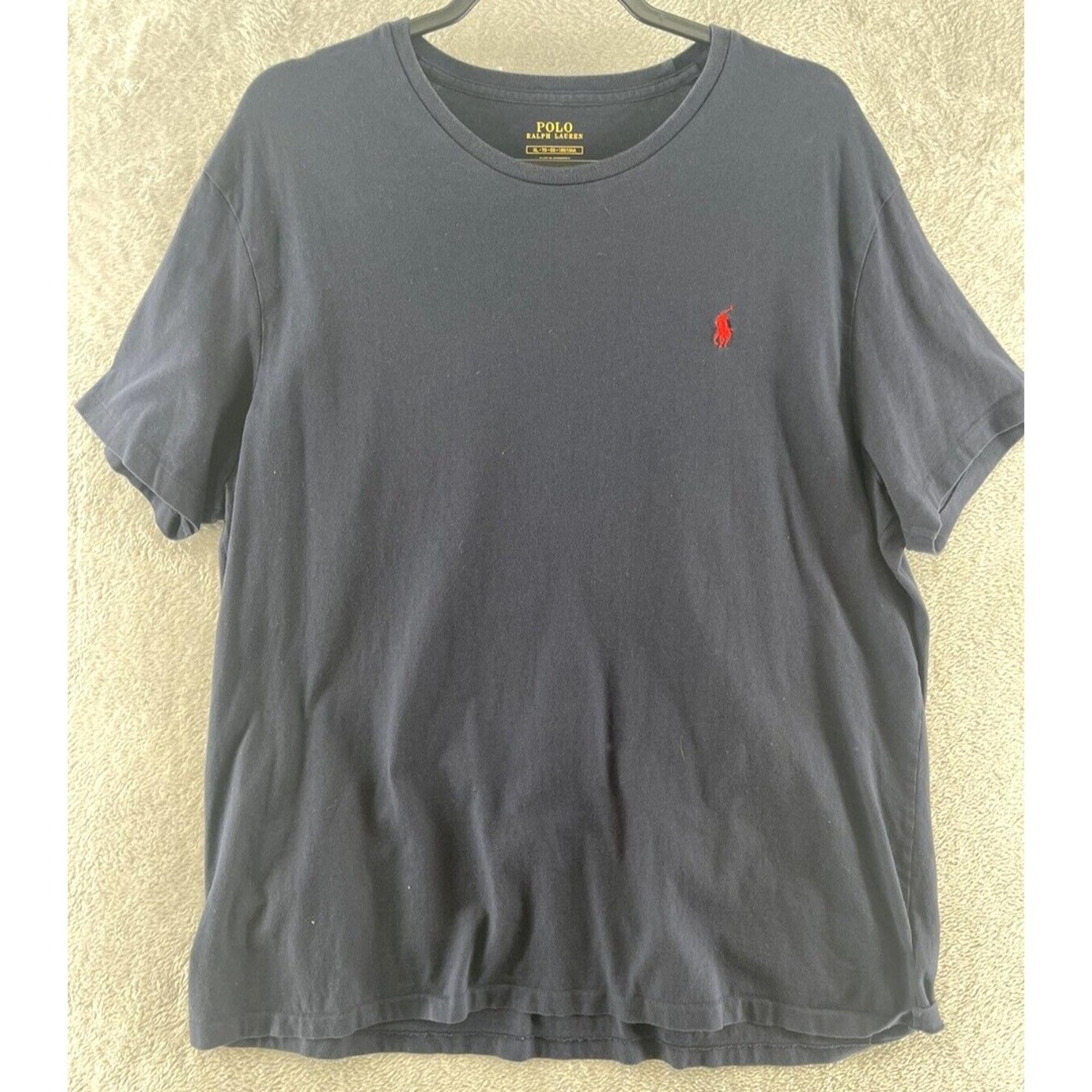 Polo Ralph Lauren Shirt Mens Size XL Navy Blue Crew Jersey Short Sleeve Red Pony