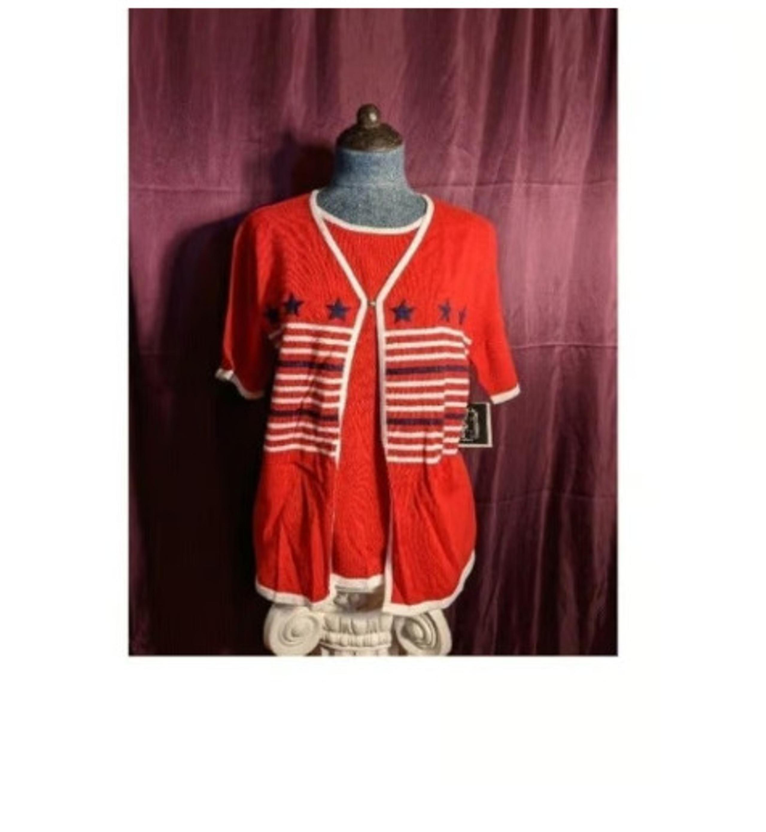 Sag Harbor Red 2 Layer Knit Top PM NWT Closet51