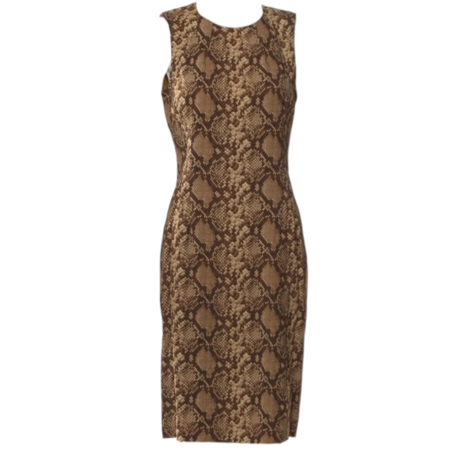 MICHAEL KORS COLLECTION Dress Size 8 Snake Print Brown Gold Tan Made in Italy