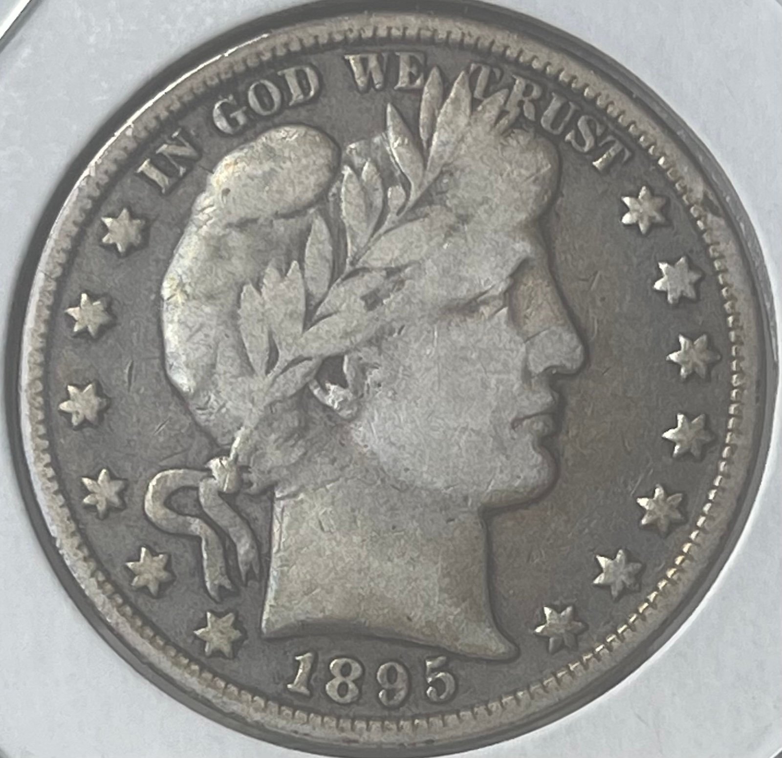 1895-P Barber Silver Half Dollar ~ Circulated Very Good/Fine Condition