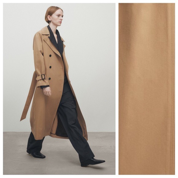 NWT. Massimo Dutti Camel Cotton Blend Trench Coat with Belt. Size XS.