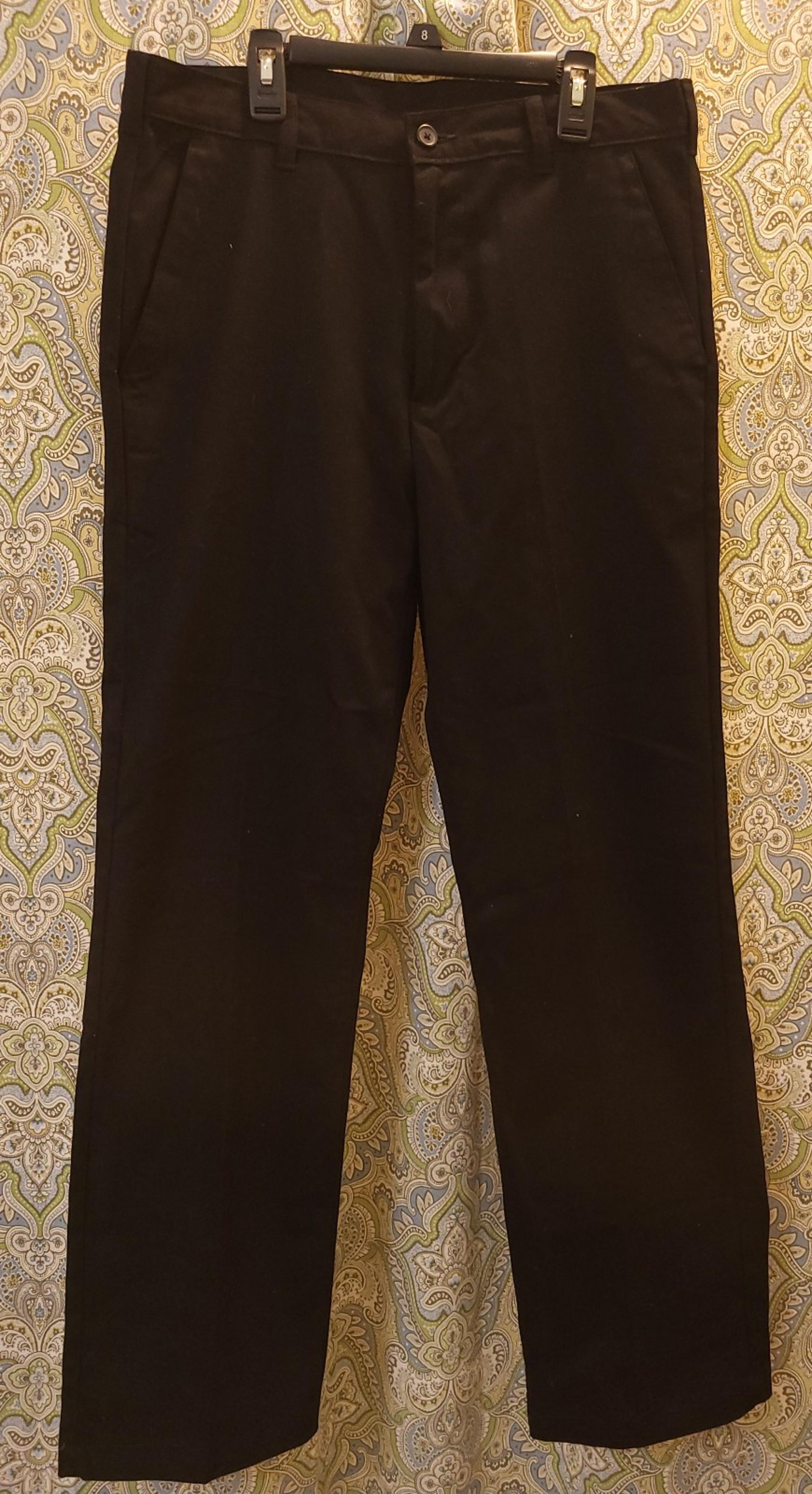 George Classic Fit Chino Pants Straight Leg Black Flat Front Pockets Sz 32 x 32