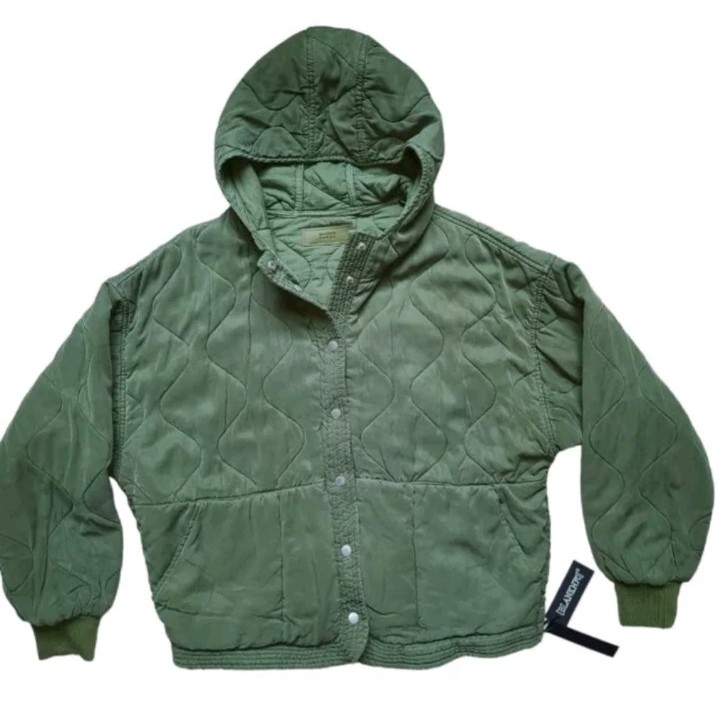 NWT BLANKNYC Quilted Bomber Hooded Jacket Tencel Cotton Women's Size EXTRA SMALL