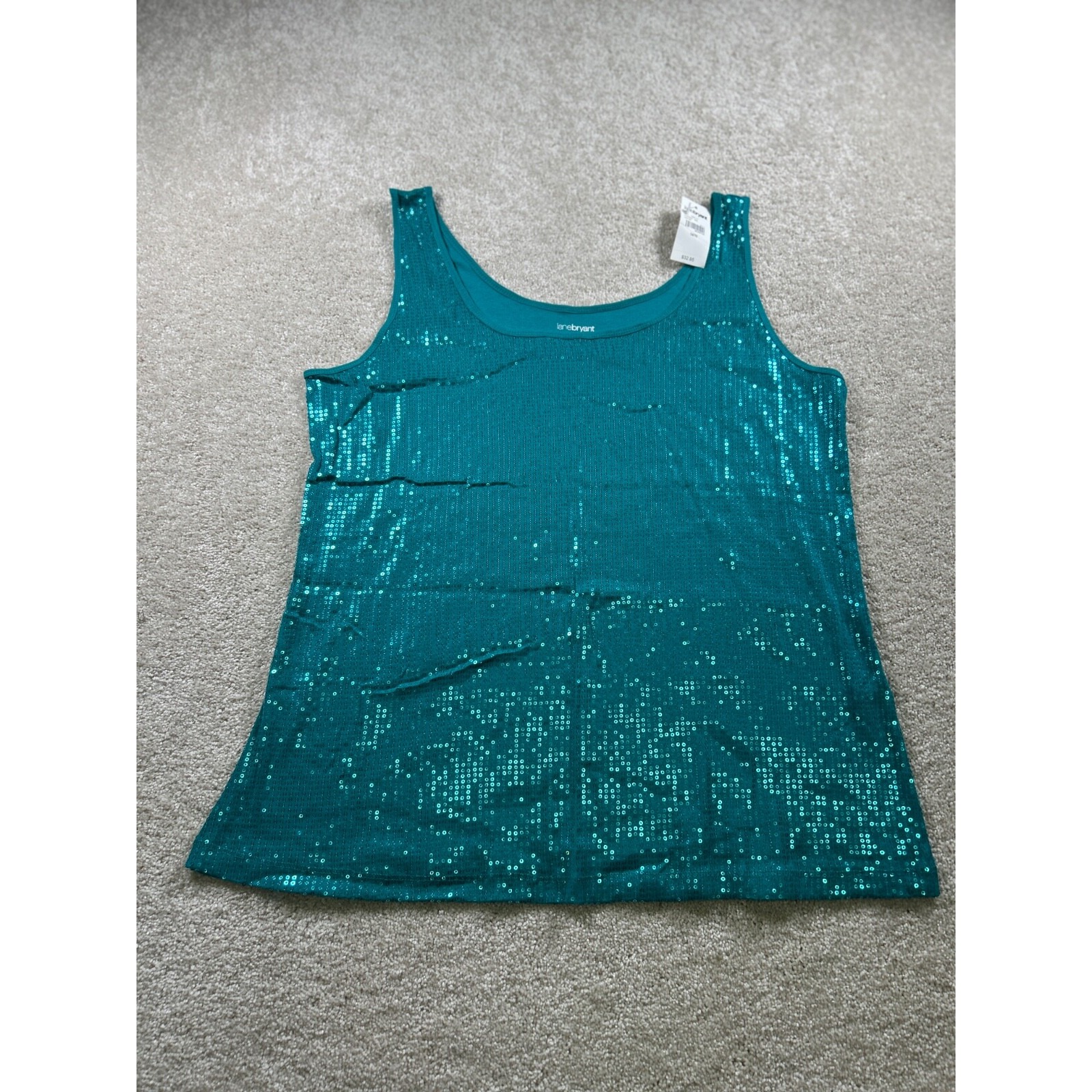 Lane Bryant Womens Size 14/16 Turquoise Sequin Sleeveless Tank Top NWT