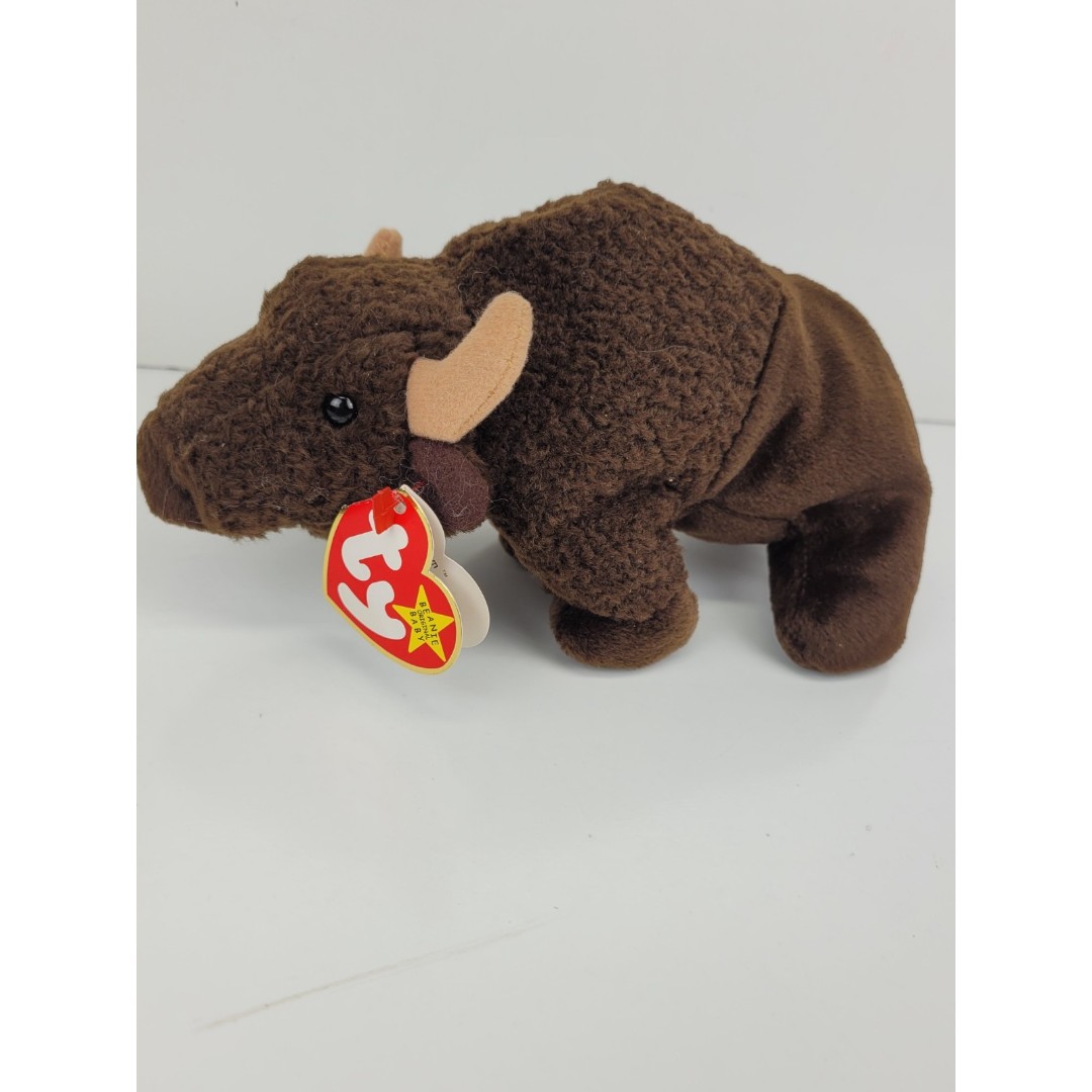Rare Vintage W/ERRORS 1998 TY Beanie Baby Roam Stuffed Toy Plush Buffalo