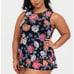 Torrid Black Floral Mesh Overlay Underwire Short Swim Dress Swimsuit 2X 18 20