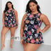 Torrid Black Floral Mesh Overlay Underwire Short Swim Dress Swimsuit 2X 18 20