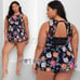 Torrid Black Floral Mesh Overlay Underwire Short Swim Dress Swimsuit 2X 18 20