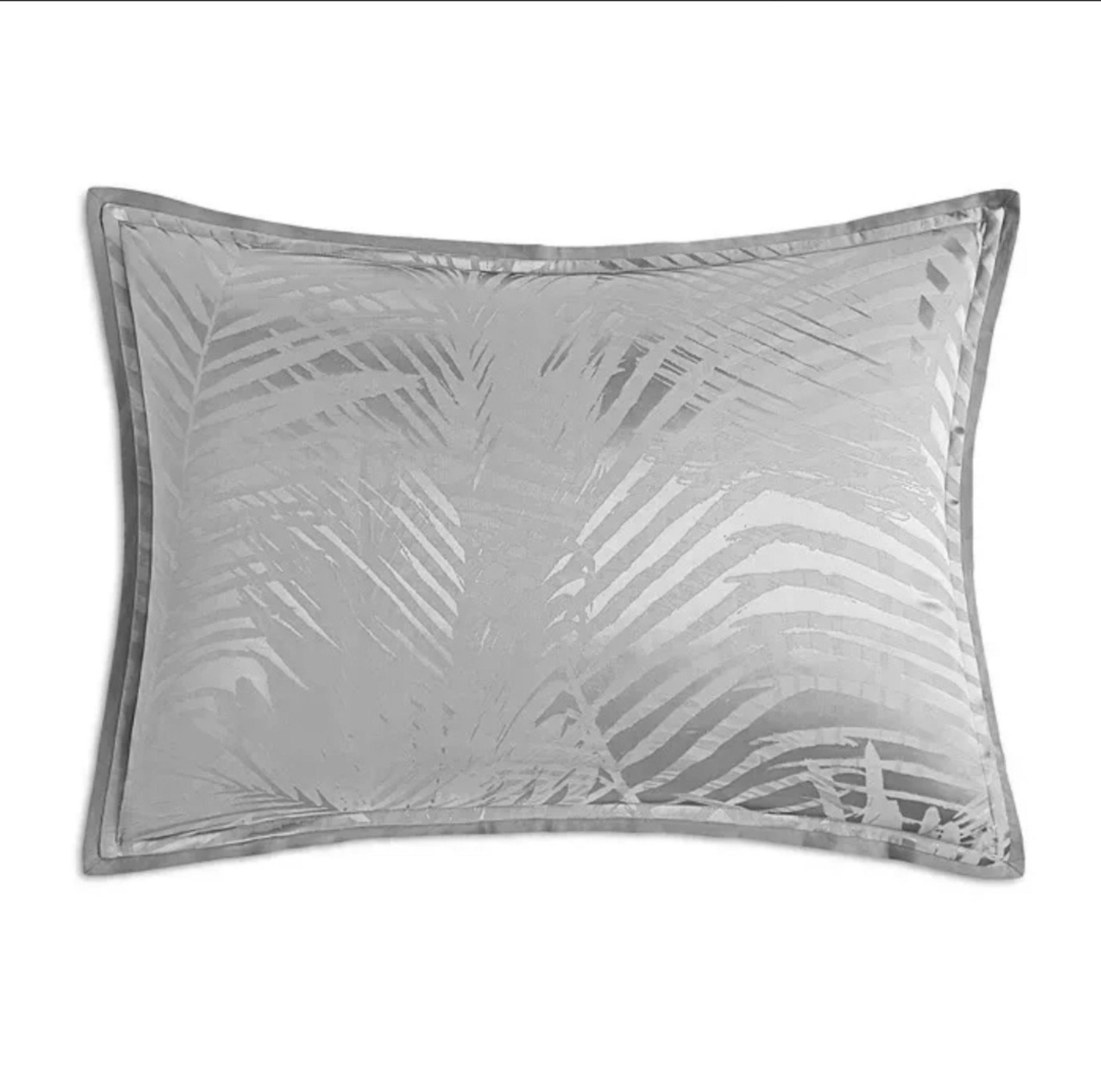 Hudson Park Luxe Palmetto Cotton Silk Standard Pillow Sham Silver 20x28 Gray