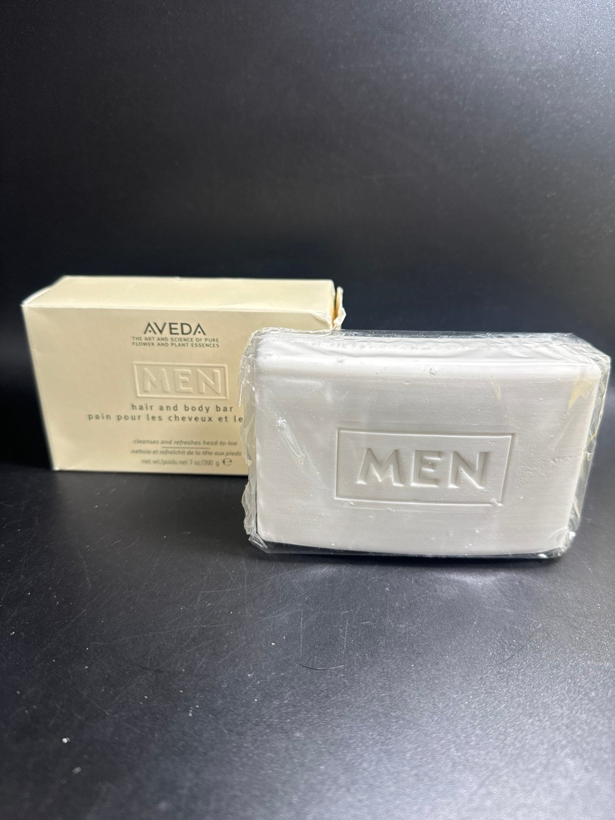 AVEDA Men Hair and Body Bar 7oz Discontinued Sealed in Package but damaged