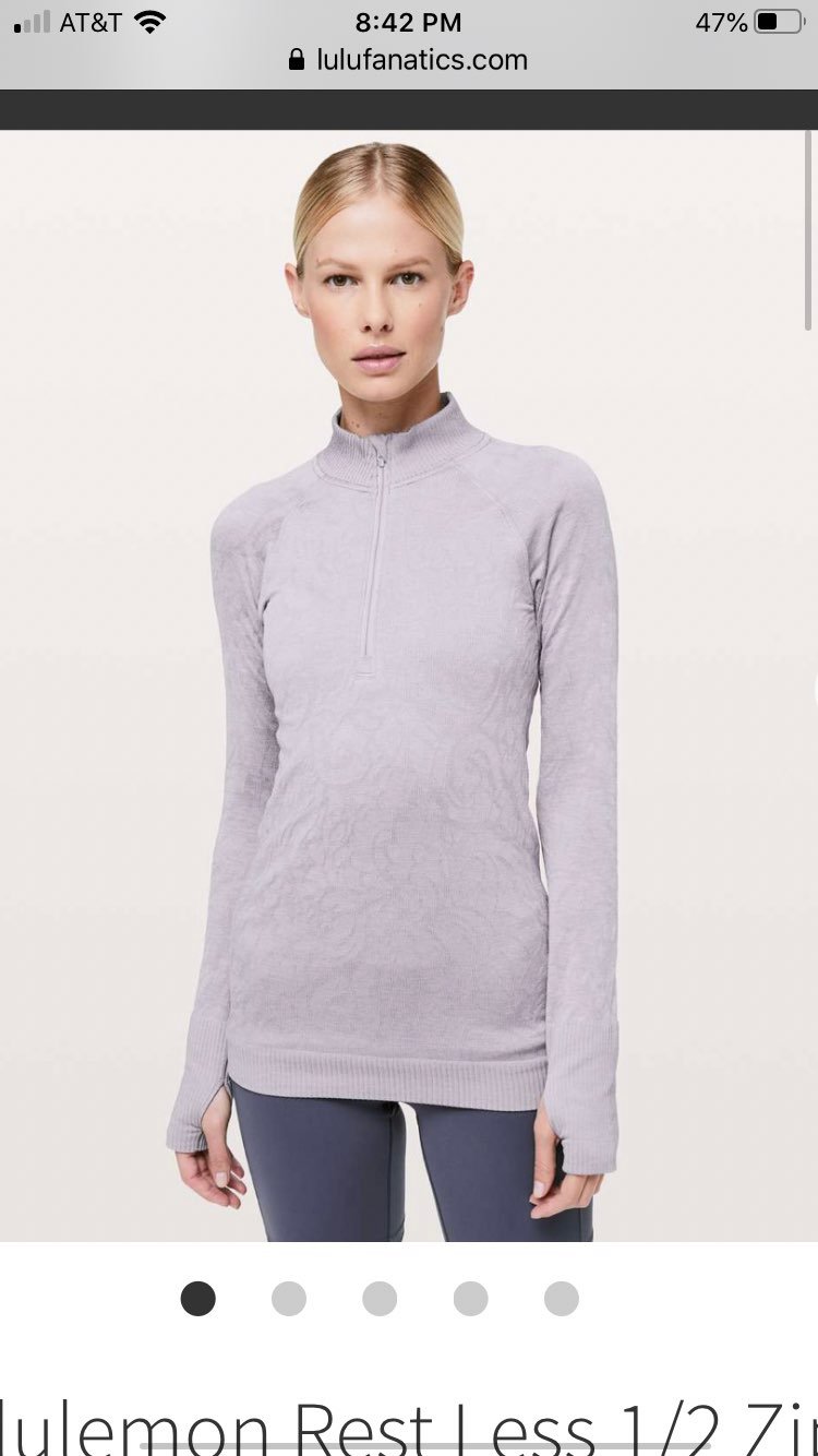 Lululemon Rest Less 1/2 Zip Lavender Gre
