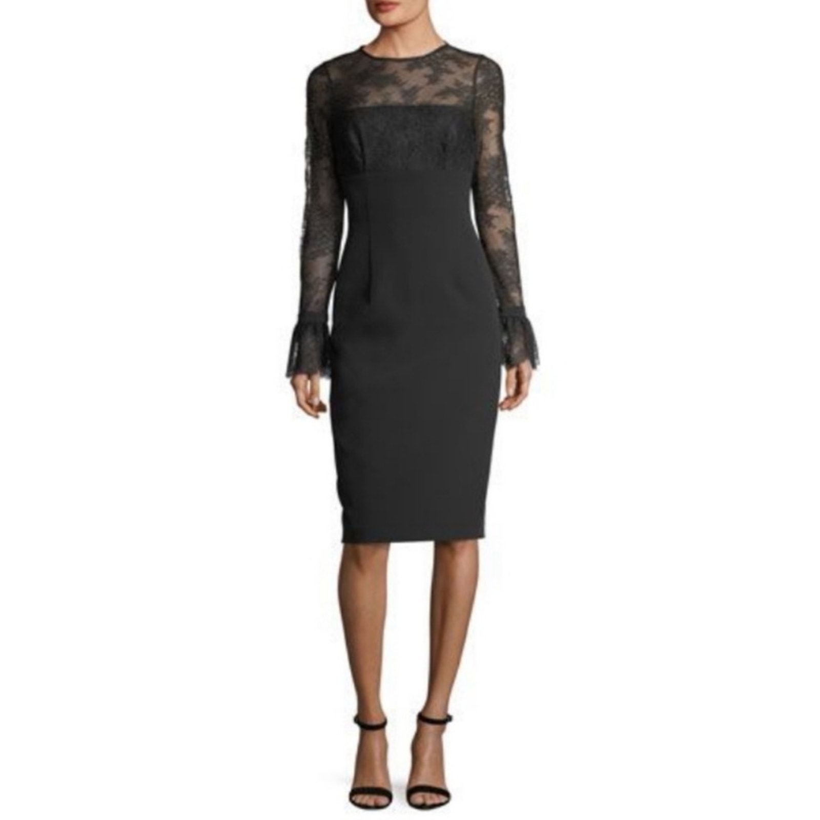 David Meister Lace Bell Sleeve Dress