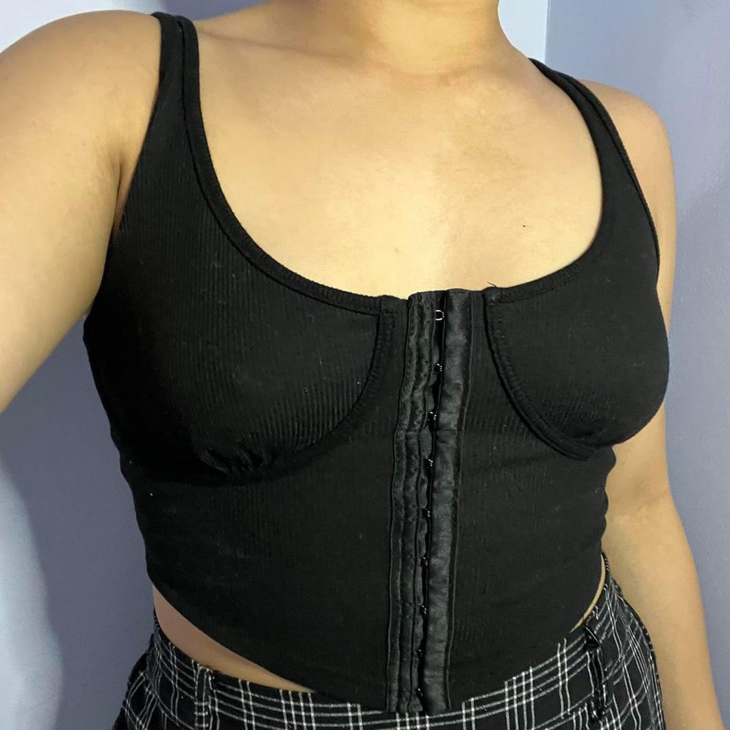 SHEIN black ribbed corset top