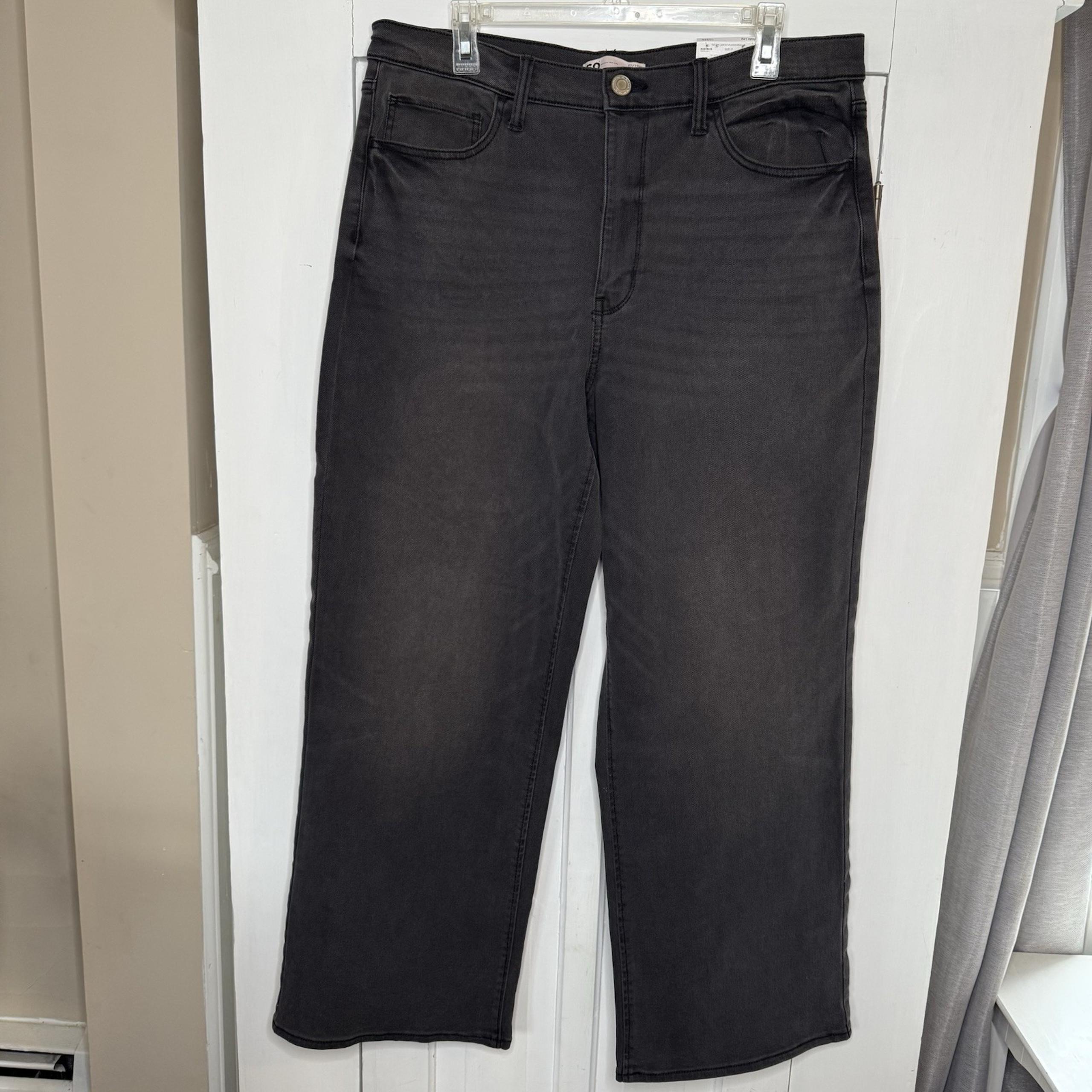 NEW! SO High Rise Size 17 Women's Wide Leg Black Cotton Denim Jeans Pants NWT
