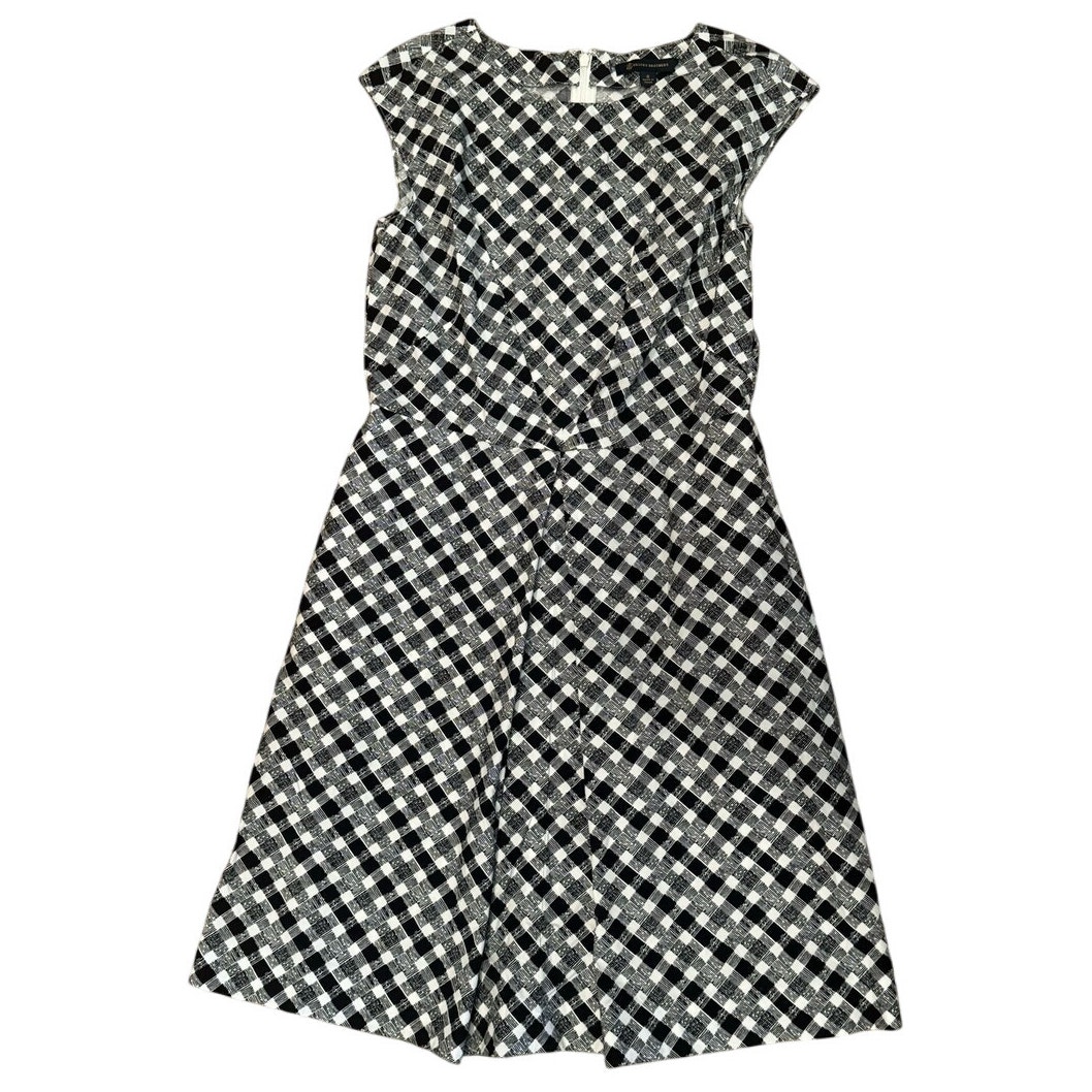 Brooks Brothers Minimalist Sleeveless Black White Gingham Dress 100% Cotton 8