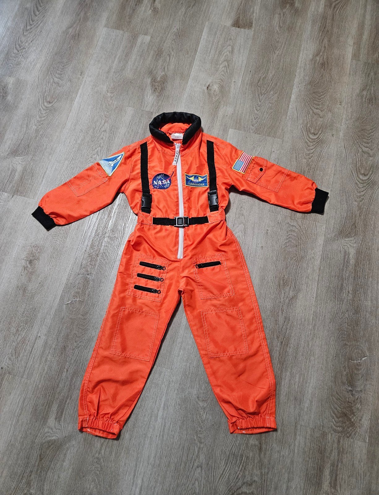 Nasa Astronaut Halloween Costume Boy's Size 4-6 Orange Space Flight Jumpsuit-A