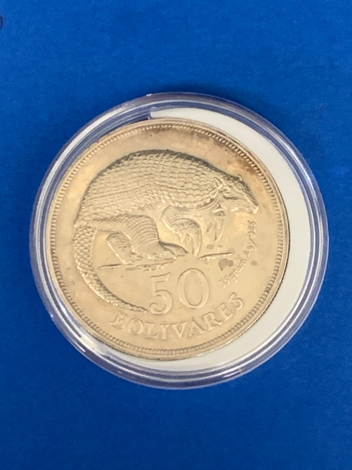 1975 Venezuela 50 Bolivares - Armadillo - Silver 35G 925