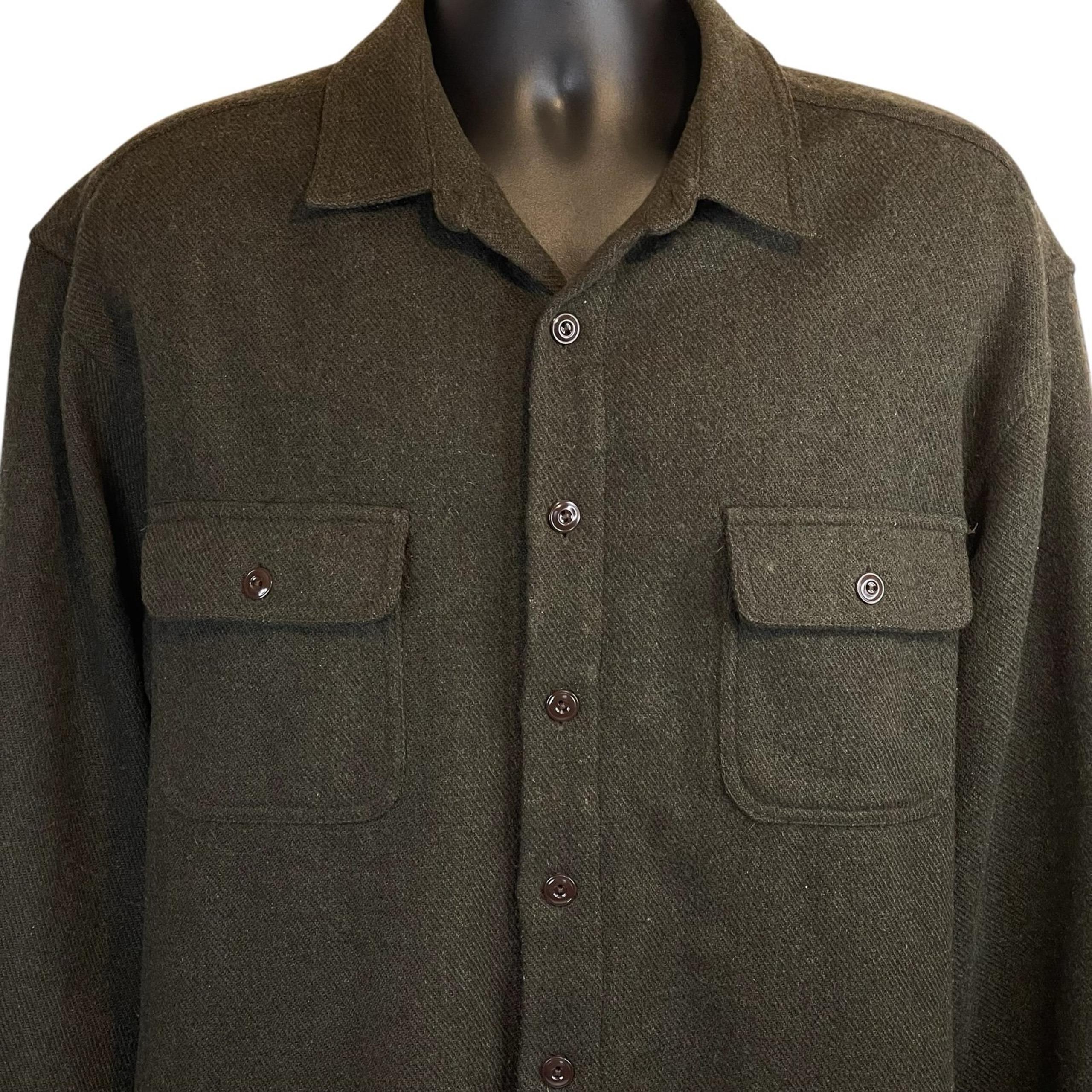 VTG Y2K Abercrombie & Fitch Thick Wool Shirt Jacket Men’s L Green Button Up