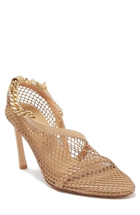 NEW Bottega Veneta 1300 Mesh Chain Detail-embelli shed Leather Pumps Heels 38 8